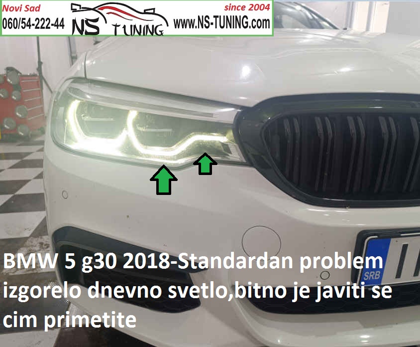 bmw 5 g31 2017 2018 201 pozuteo led izgorelo dnevno svetlo reparacija servis fara novi sad indjija ns tuning